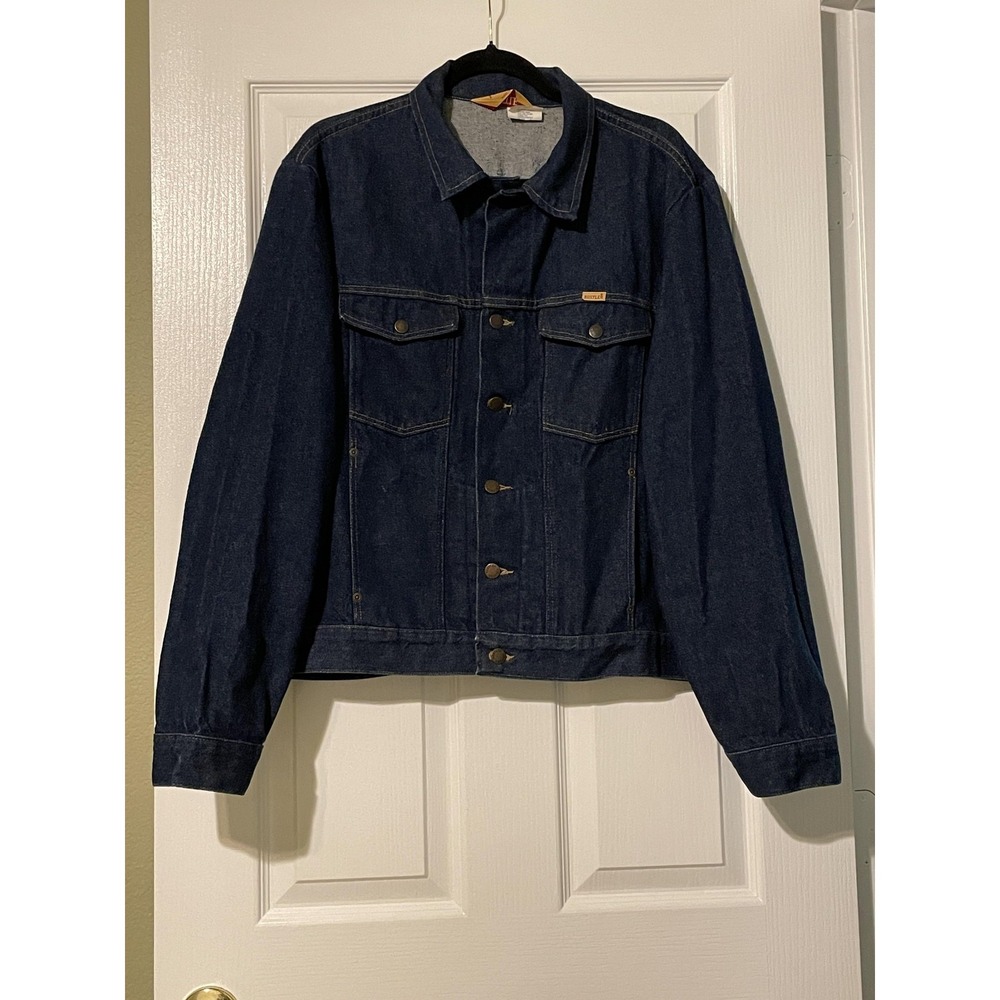 Vintage Rustler Jacket Mens XL Blue Denim Jean Trucker Western Made USA 79300PW